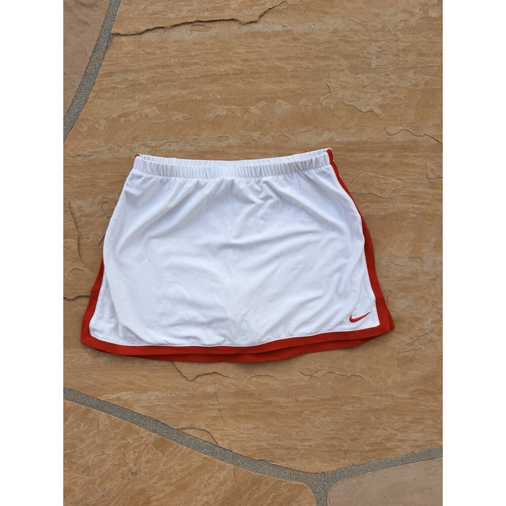 Nike Dri-Fit Skort Women's XS White Red Swoosh A-line Stretch Standard Fit - Picture 1 of 4